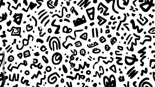Abstract black and white doodle pattern