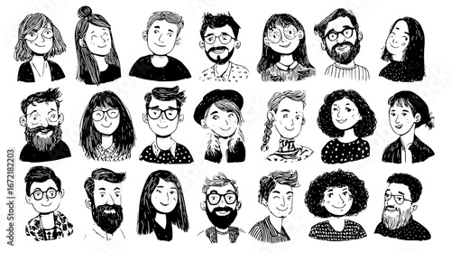 Diverse Illustrated Portraits Collection