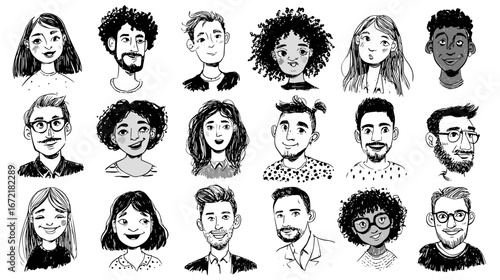 Diverse Illustrated Portraits Collection