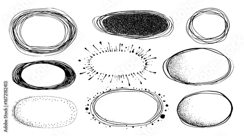 Various hand-drawn oval and circular shapes
