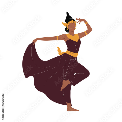 Elegant dancer performing traditional Javanese dance with graceful movements and elaborate costume, showcasing cultural heritage and artistic expression.