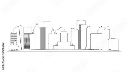 Houston linear city skyline outline animation
