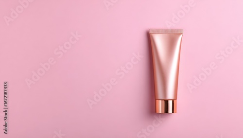 Rose gold tube on pink background (2)