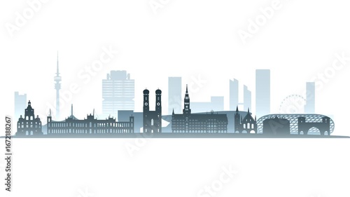 Munich city skyline parallax effect animation