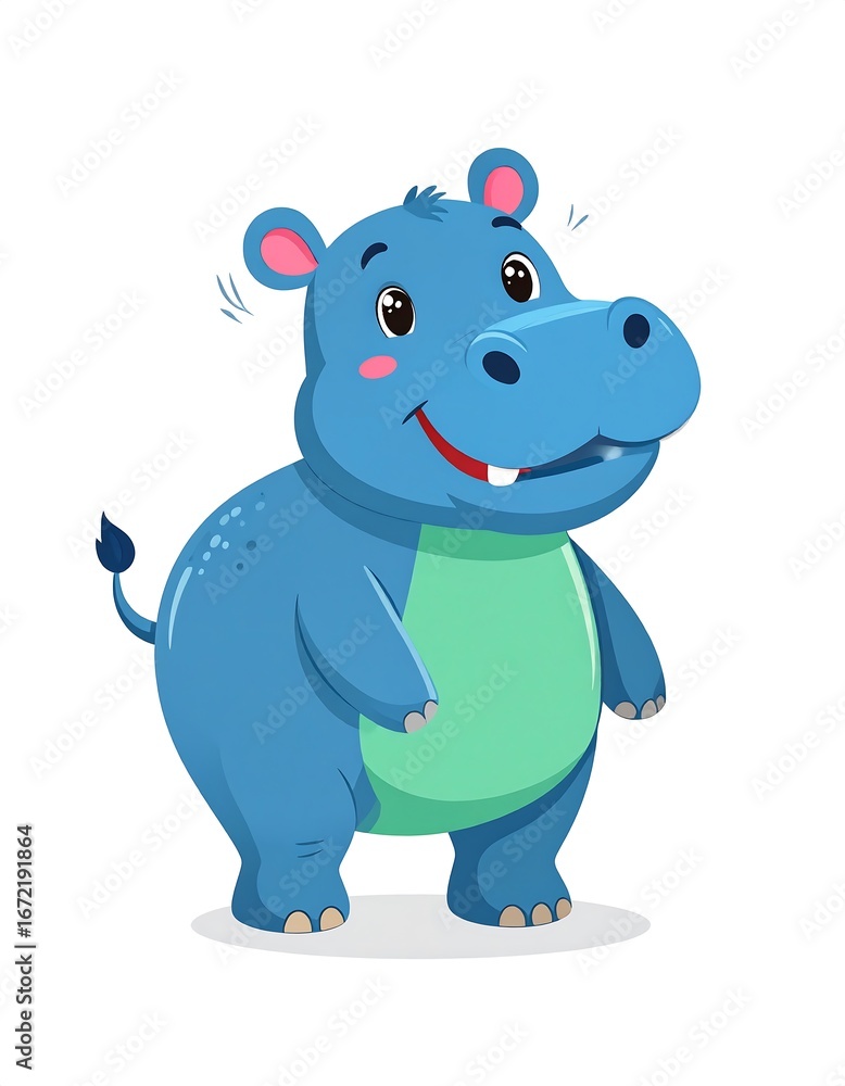 Naklejka premium Cute blue hippo cartoon (1)