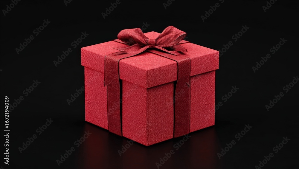 Obraz premium Red gift box on black background