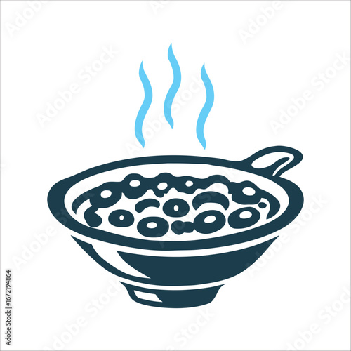 Laba Porridge Ceramic Bowl Icon with Steam Laba Festival Simple ceramic bowl with swirling steam symbolising Laba porridge
