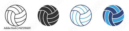 volleyball icon set in outline and flat style , vector illustration.
