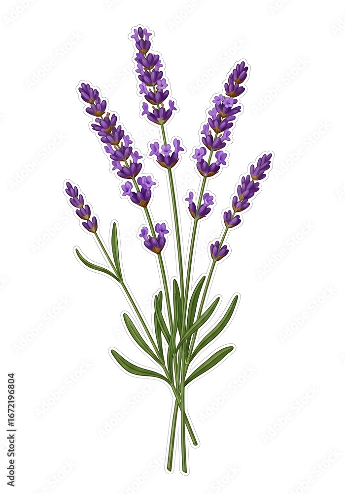 Naklejka premium Lavender flowers bunch illustration