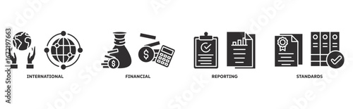 IFRS icon set illustration concept with icon of international, financial, reporting, standard
