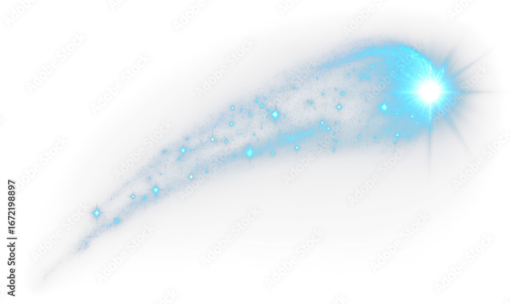 Obraz premium Cosmic Trail with Glittering Elements and Smooth Glow Effect Isolate on Transparent Background, cutout, png
