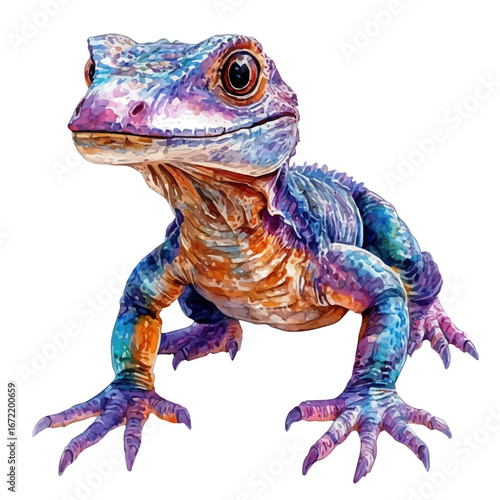 Coelophysis, watercolor illustration vector, isolated on a white background.