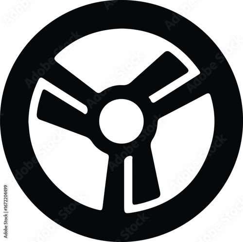 Illustrator Vector Simple three spoke steering wheel car automotive silhouette