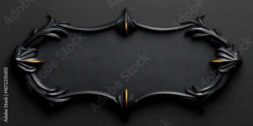 Antique vampire style nameplate with gothic iron. Aged vampiric sign crafted from forged metal dark age typeface vintage label heraldic emblem medieval lettering victorian