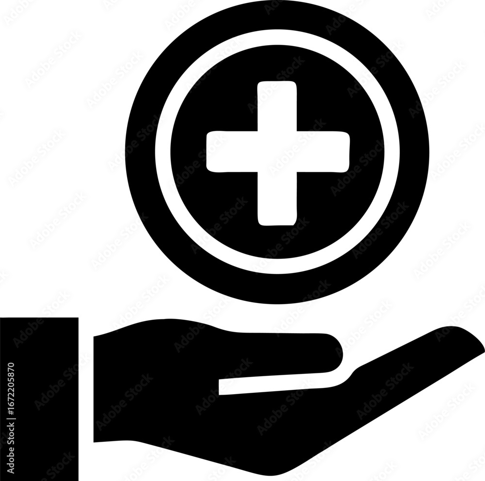 Fototapeta premium Minimalist black and white graphic of a hand gently touching or holding something