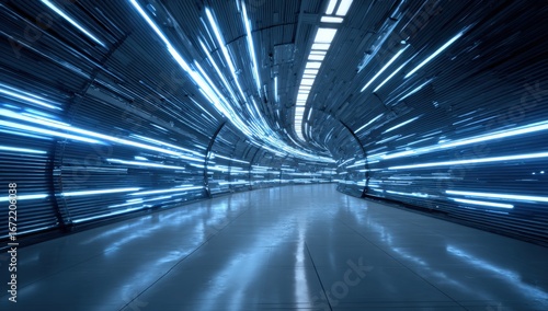 Futuristic tunnel with glowing blue lines (1)