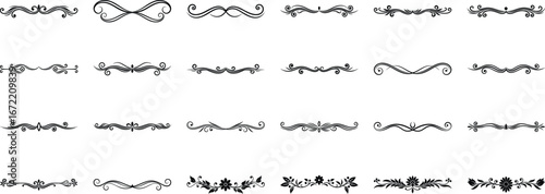 Vector art of collection of decorative line dividers and ornaments for various design needs