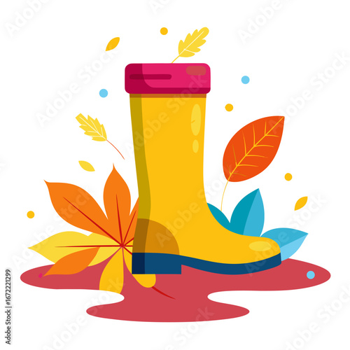 Charming vector illustration of colorful rain boots standing together