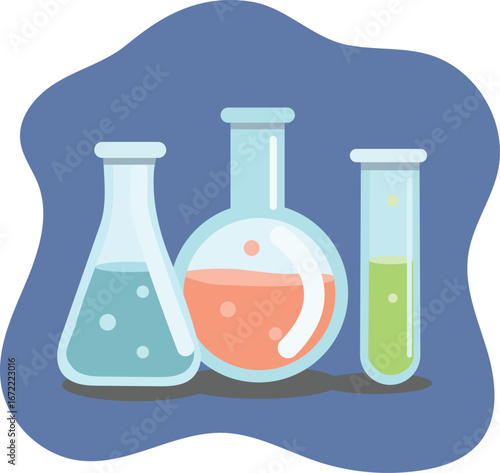 Hand drawn vector illustration with chemical equipment, cartoon design