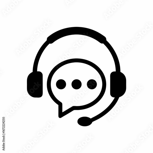 Chat Support Logo Vector  Headset Communication Service Icon Design.
