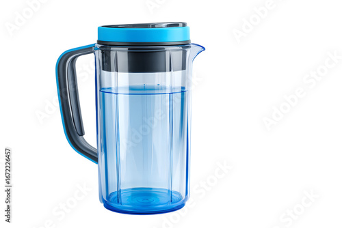  clear pitcher filled with fresh, clean water, perfect for hydration isolated on white background