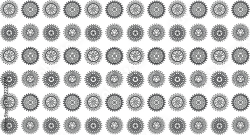 Black and White Floral Mandala with Leaf and Pointed Edge Design