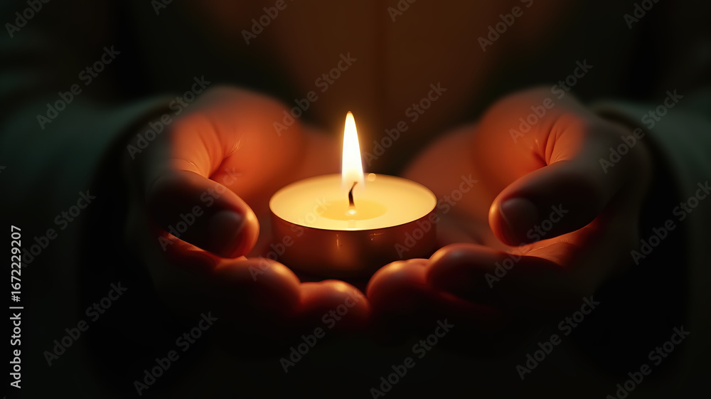 Warm glow of candlelight held gently in hands creating serene ambiance. Warm Light and Bokeh on Random Acts of Kindness Day. Warm glow of candlelight held gently in hands creating serene ambiance. Warm Light and Bokeh on Random Acts of Kindness Day.