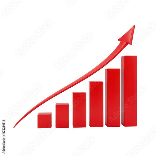 Free Download Red bar chart with upward trend arrow isolated on transparent background - GFXLoad