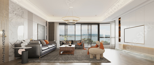 modern living room interior, 3d render