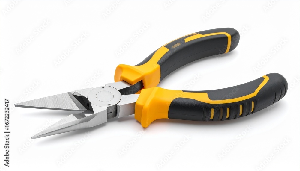 Obraz premium Insulated diagonal cutting pliers with sharp blades ergonomic grip and rust resistant steel construction isolated on white background electrician precision cutting tool 