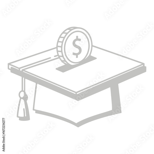 Vector art of graduation cap with coin