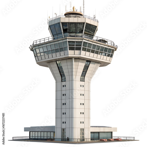 airport control tower isolated on white background. PNG Transparent file type with high definition quality And vibrant color grading Available.