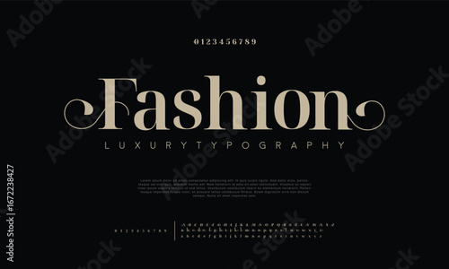 Abstract Fashion font alphabet. Minimal modern urban fonts for logo, brand etc. Typography typeface uppercase lowercase and number. vector illustration
