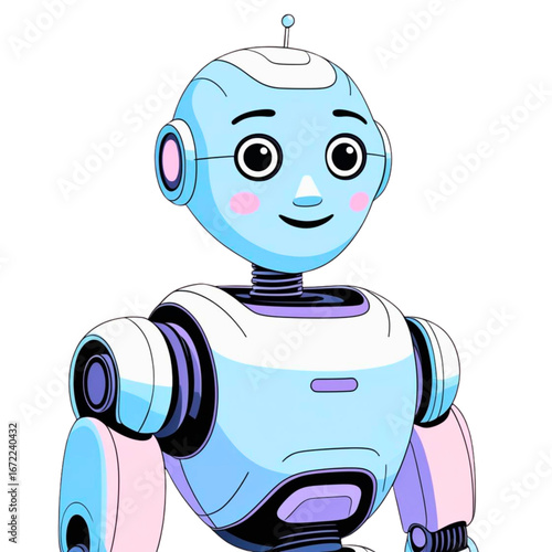 Friendly cute robot character illustration for technology and futuristic concepts