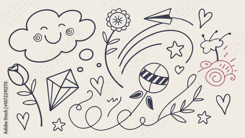 Hand Drawn assortment Doodle scribble element