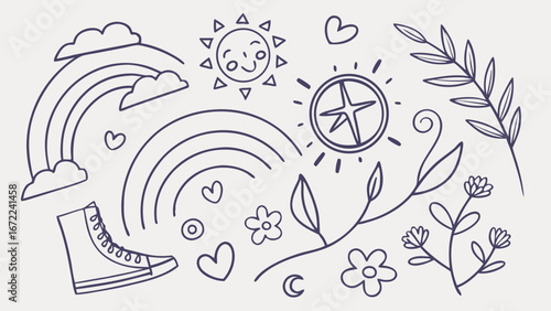 Hand Drawn assortment Doodle scribble element