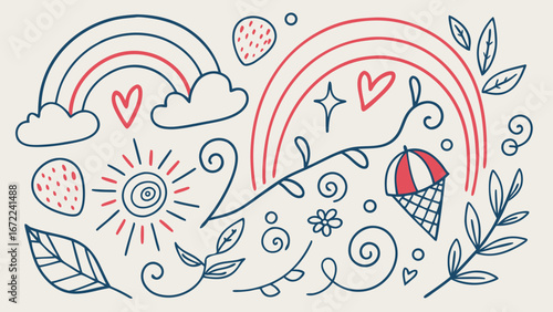 Hand Drawn assortment Doodle scribble element