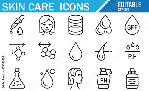 Editable Icons for Skin Care Products: Serum, Lotion, SPF, and Hydration