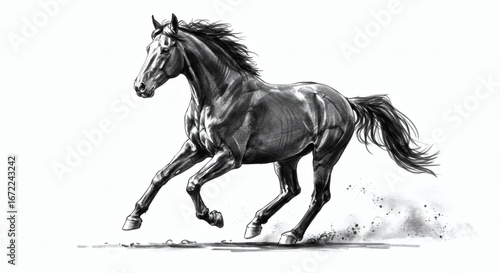 A Majestic Horse Drawing Capturing Movement and Power in a Classic Style