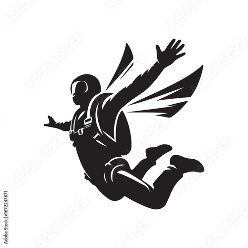 skydiver vector silhouette clip art logo design illustration