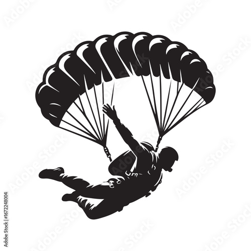 skydiver vector silhouette clip art logo design illustration