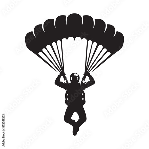 skydiver vector silhouette clip art logo design illustration