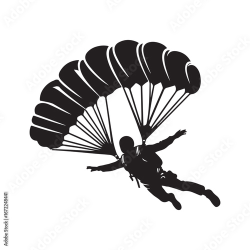 skydiver vector silhouette clip art logo design illustration