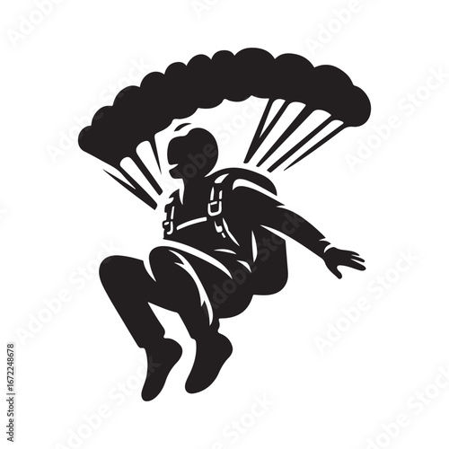 skydiver vector silhouette clip art logo design illustration