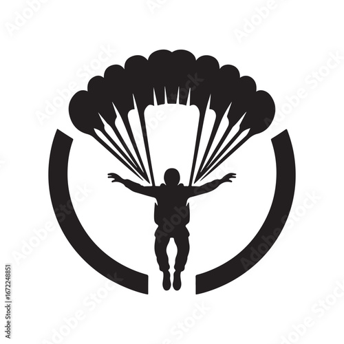 skydiver vector silhouette clip art logo design illustration