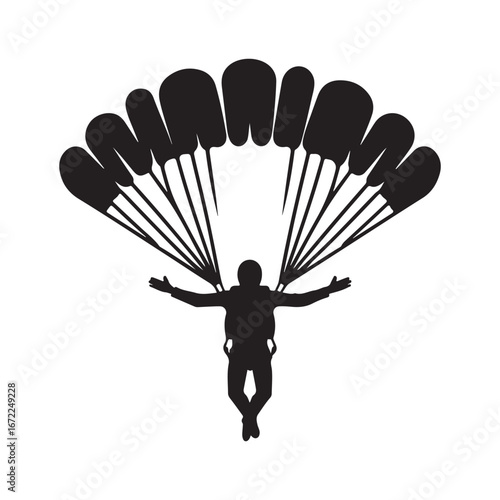 skydiver vector silhouette clip art logo design illustration