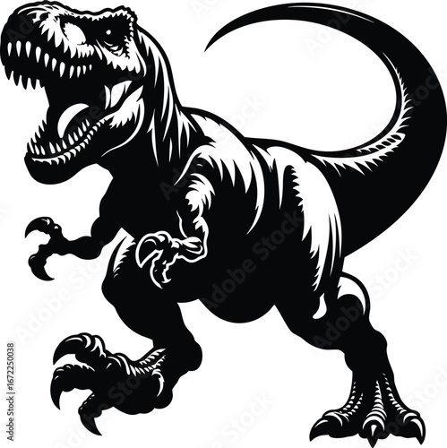 Angry T-rex Running vector illustration isolated on white background
