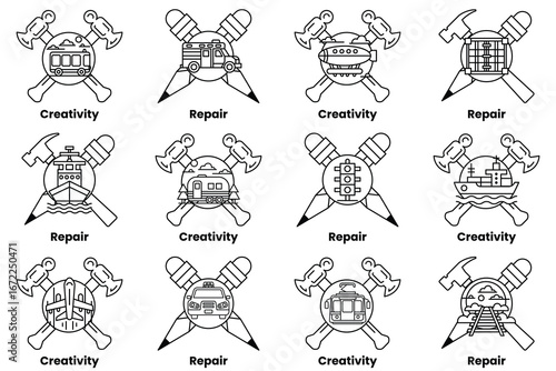 The image is a set of 12 different symbols, each with a different meaning