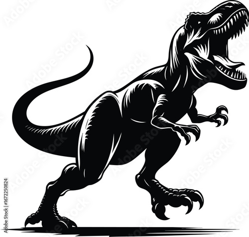 Angry T-rex Running vector illustration isolated on white background