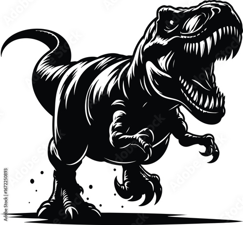 Angry T-rex Running vector illustration isolated on white background